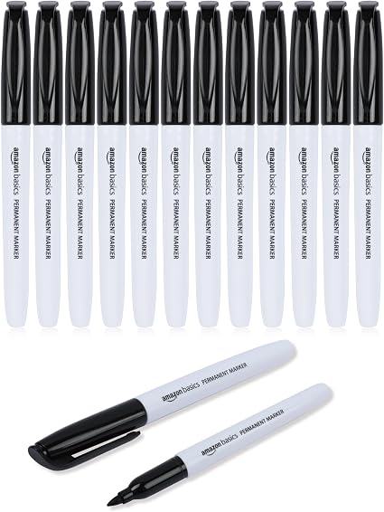 Marqueurs indélébiles, noir, lot de 12