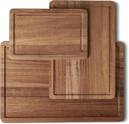 Planches à découper en bois d'acacia, lot de 3
