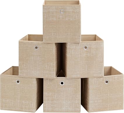 Lot de 6 coffres de rangement en tissu non-tissé, 30 x 30 x 30 cm